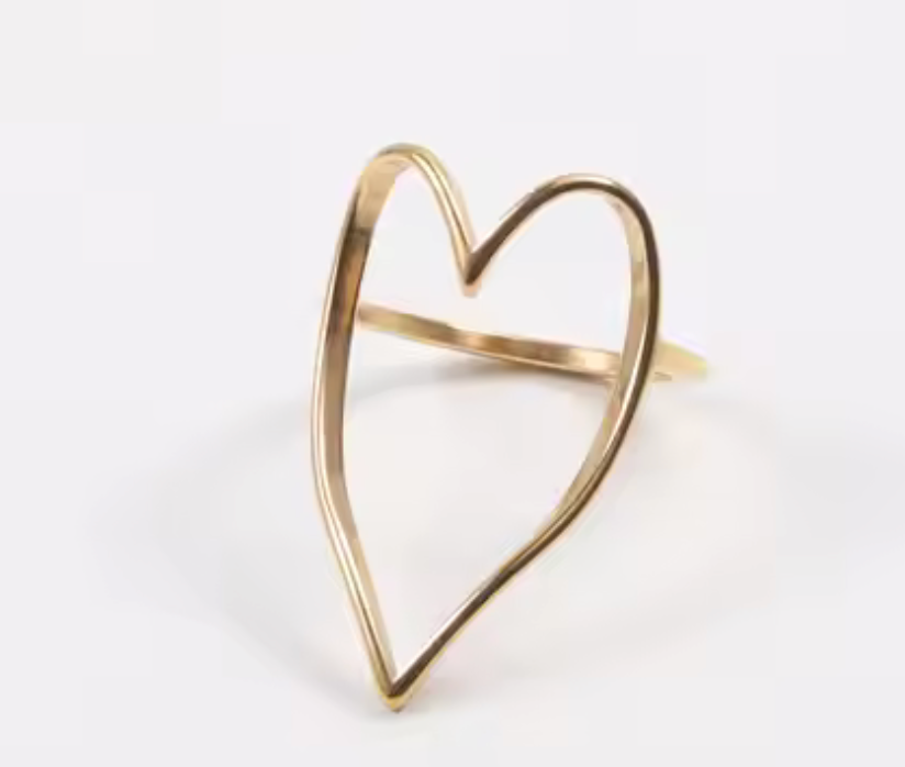 Caught Up Heart Ring - 18K Gold over Stainless Steel