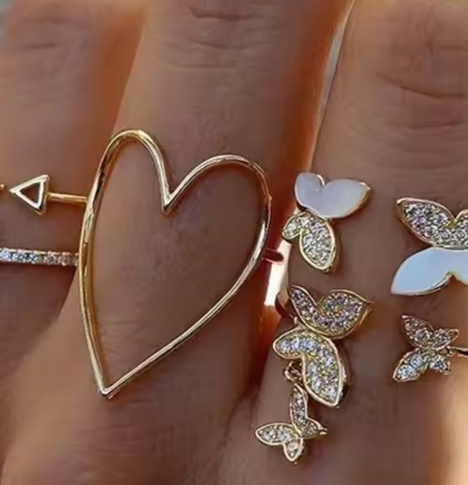 Caught Up Heart Ring - 18K Gold over Stainless Steel
