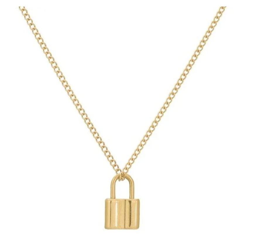 Off The Market Lock Necklace - 14K Gold over Stainless Steel