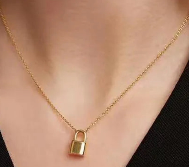 Off The Market Lock Necklace - 14K Gold over Stainless Steel