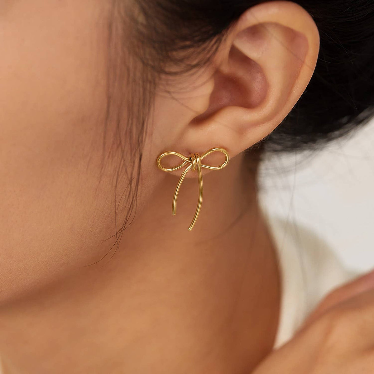 I'm the Prize Bow Stud Earrings - 18K Gold over Stainless Steel