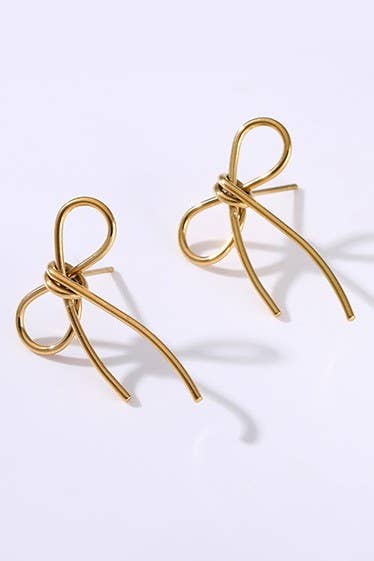 I'm the Prize Bow Stud Earrings - 18K Gold over Stainless Steel