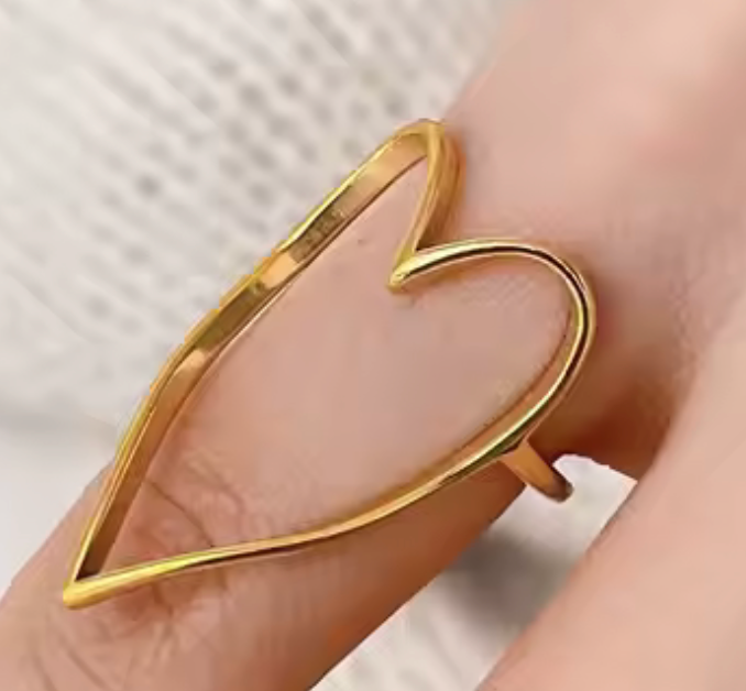 Caught Up Heart Ring - 18K Gold over Stainless Steel