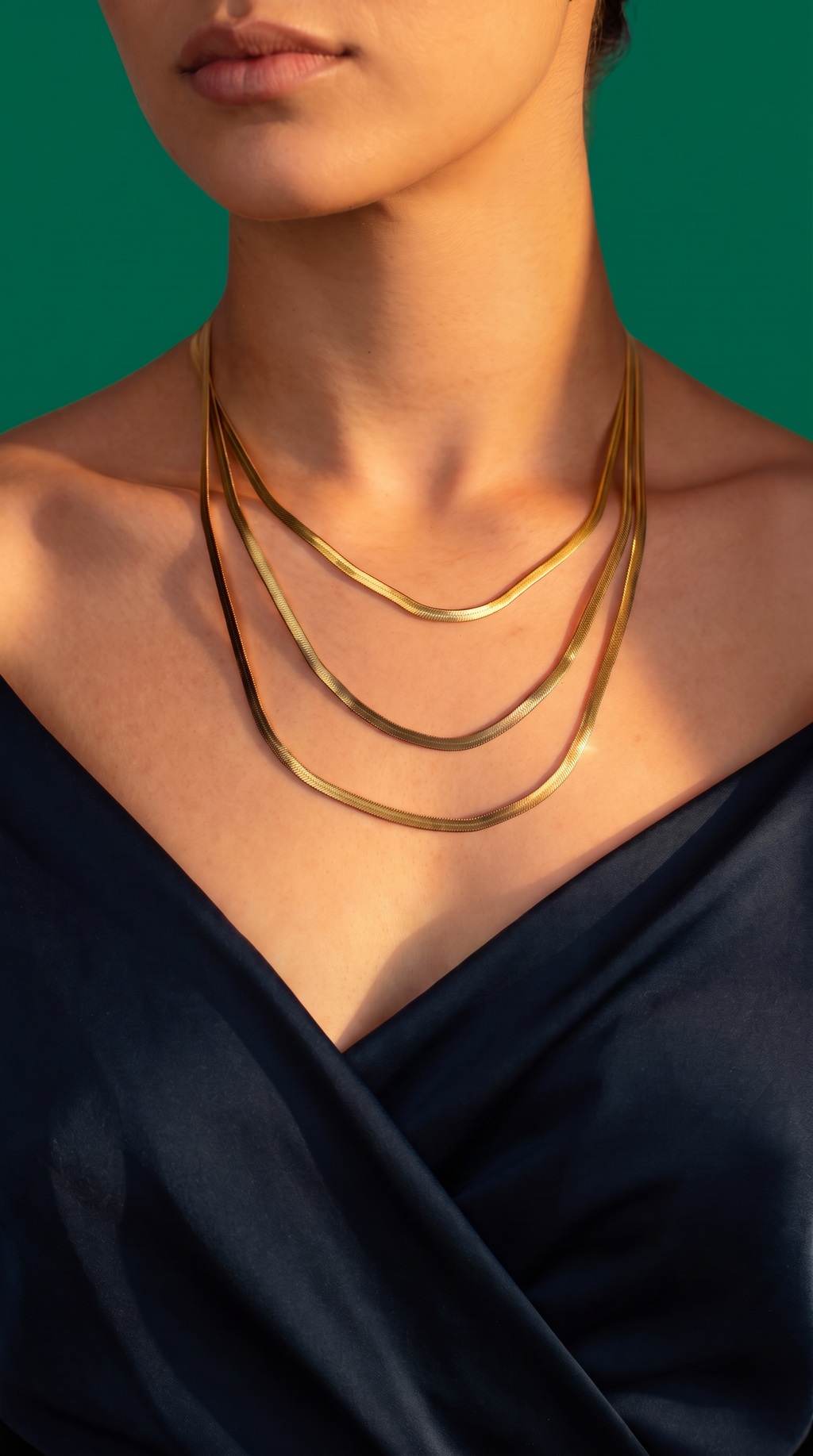 Triple Snake Chain Necklace | 18K Gold over Stainless Steel Waterproof
