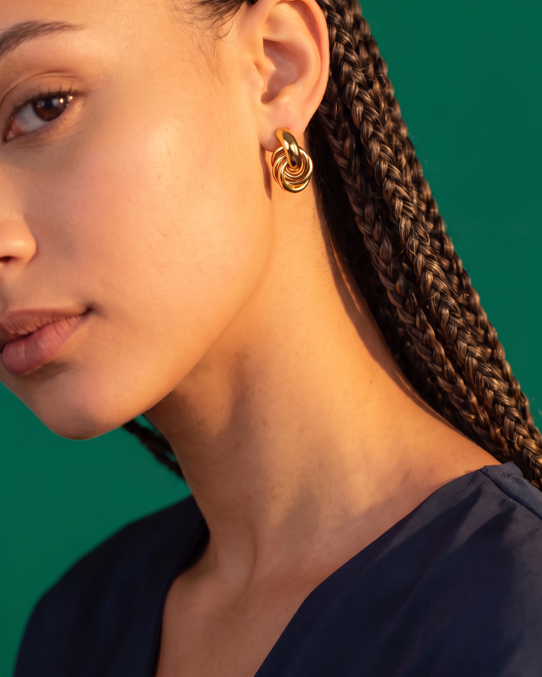 Triple Knot Stud Earrings | 18K Gold over Stainless Steel Waterproof