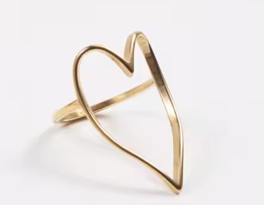 Caught Up Heart Ring - 18K Gold over Stainless Steel