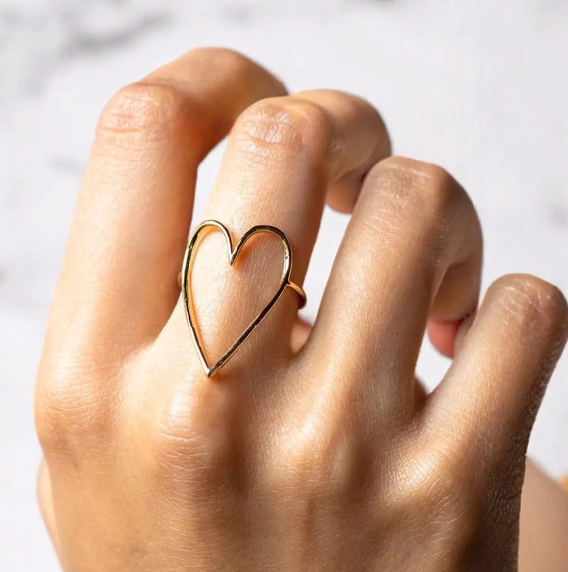Caught Up Heart Ring - 18K Gold over Stainless Steel