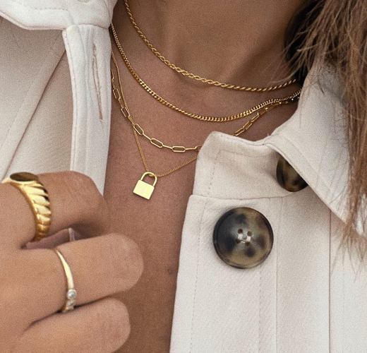Off The Market Lock Necklace - 14K Gold over Stainless Steel