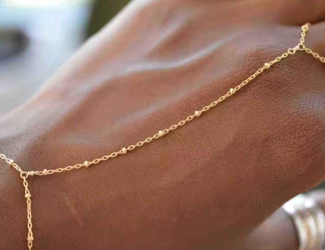 Cuff-It Hand Chain Bracelet  - 18K Gold over Stainless Steel