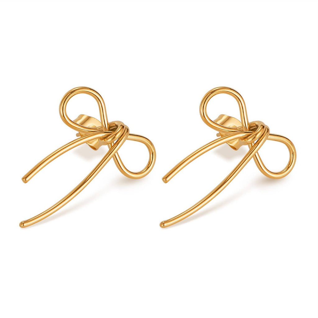 I'm the Prize Bow Stud Earrings - 18K Gold over Stainless Steel