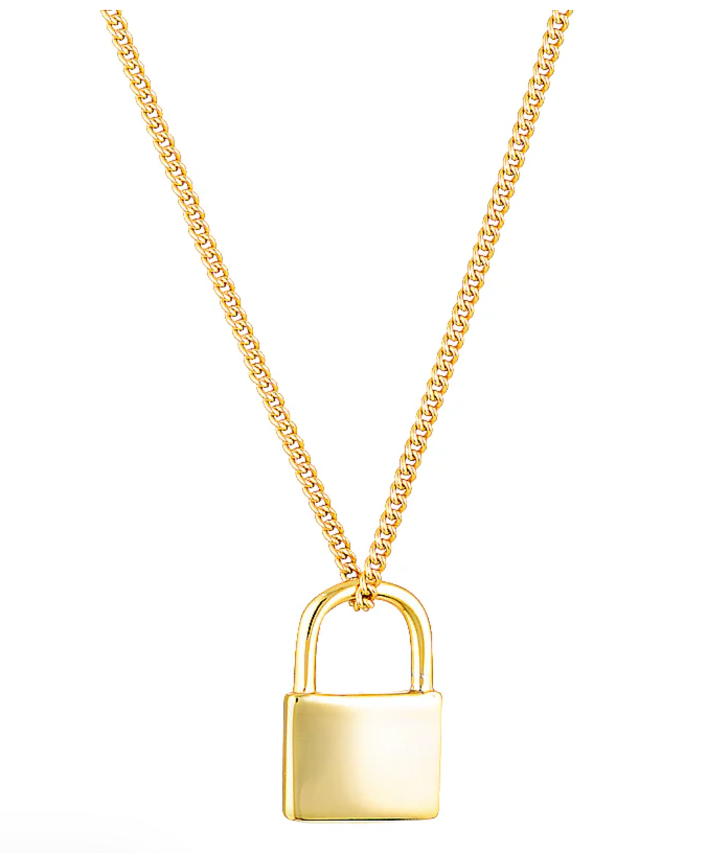 Off The Market Lock Necklace - 14K Gold over Stainless Steel