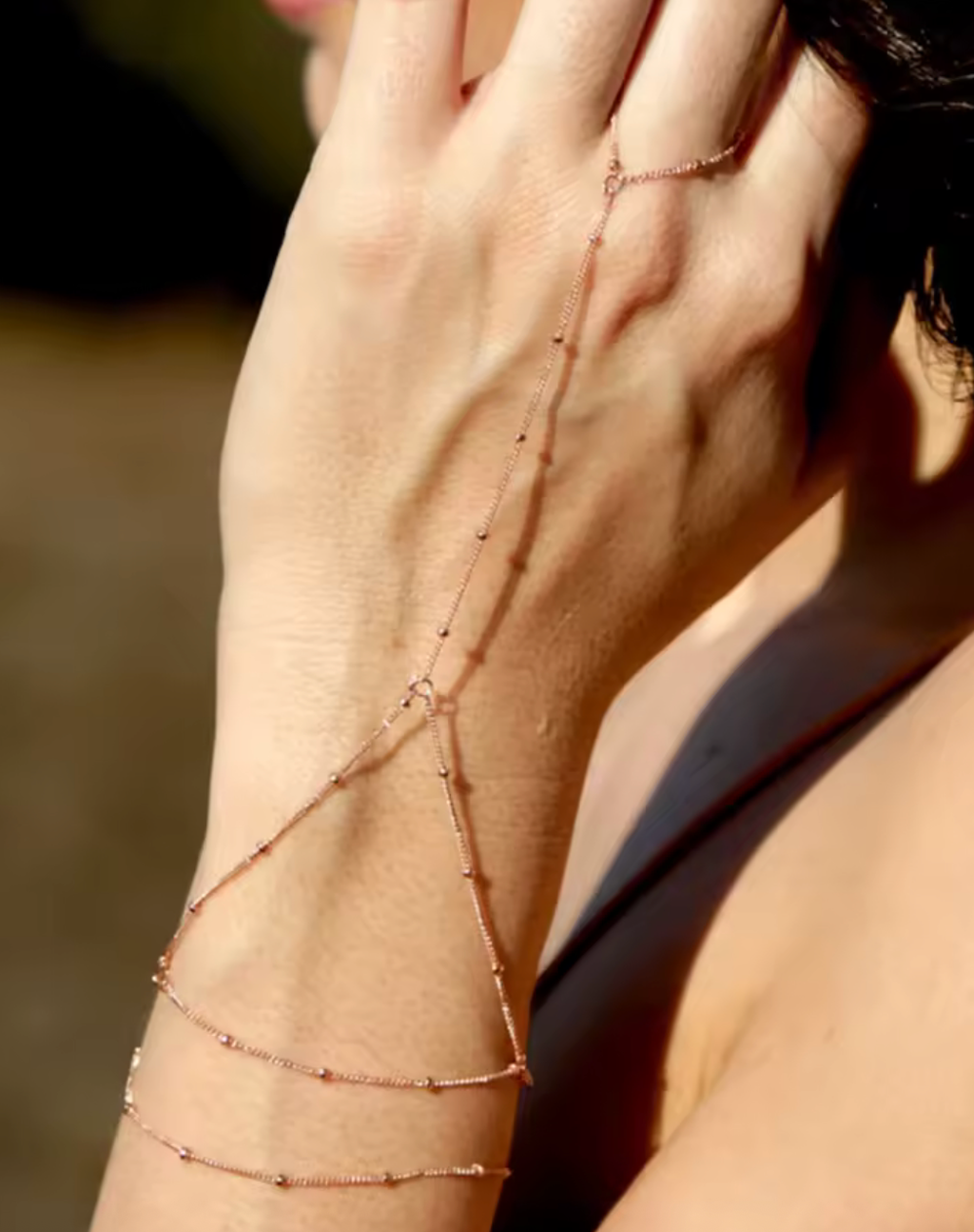 Cuff-It Hand Chain Bracelet  - 18K Gold over Stainless Steel