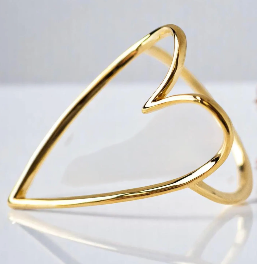 Caught Up Heart Ring - 18K Gold over Stainless Steel